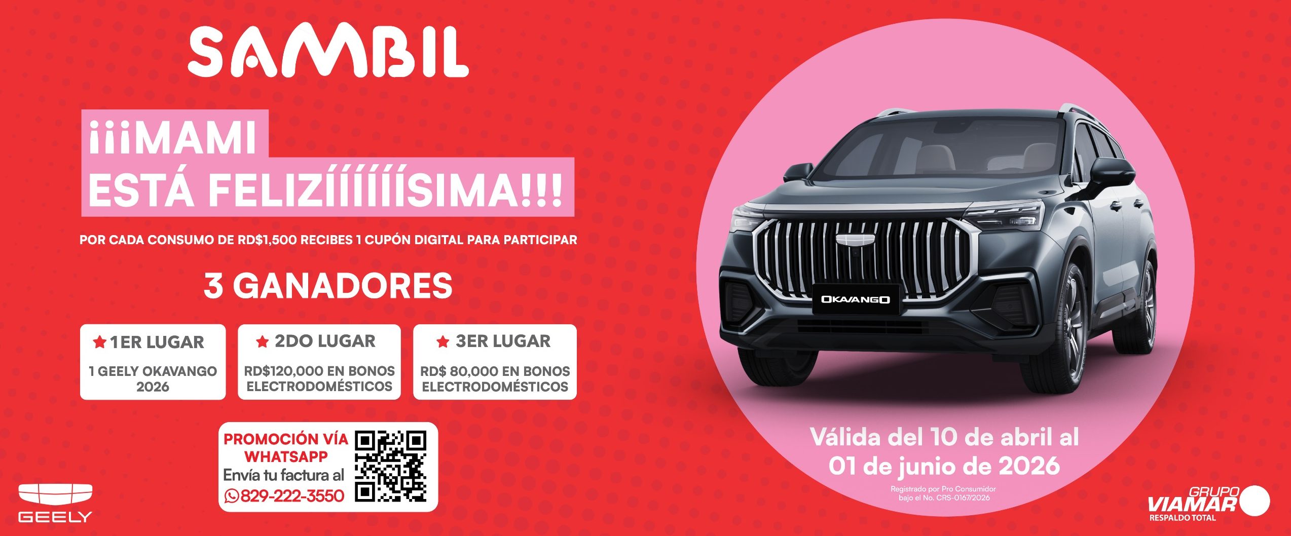 Un Geely Okavango 2026 te espera en la nueva promoción de Sambil Santo Domingo y Grupo Viamar